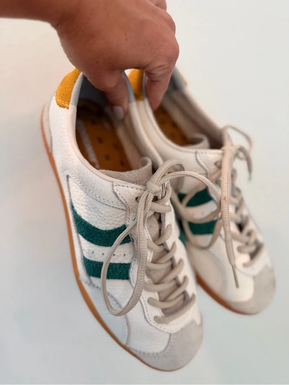 Coolway Goal Men’s Sneakers White Green Mustard Gum Sole Size 6 EU 40